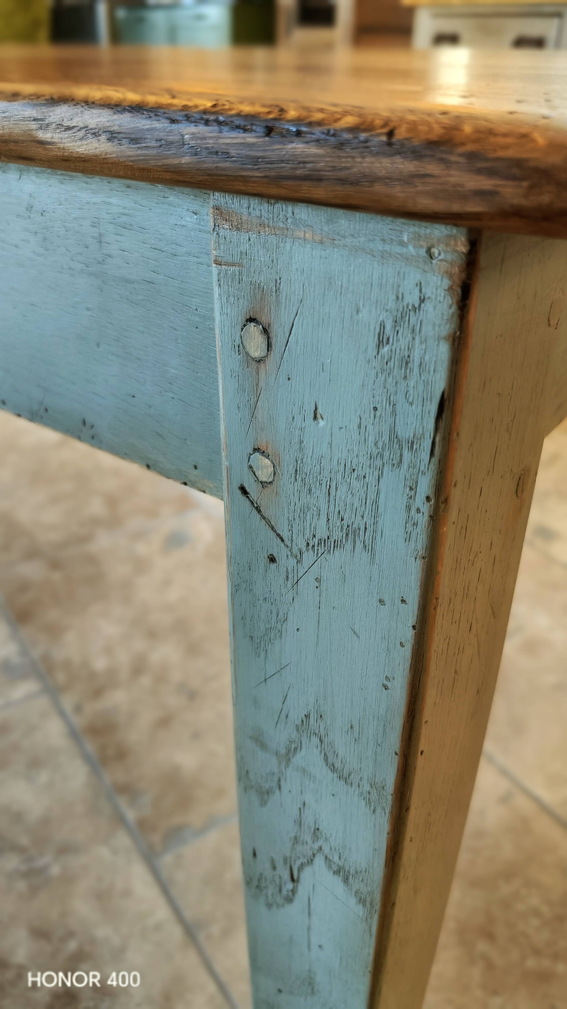 Table de ferme en chêne massif ,2 tiroirs, 2 rallonges,