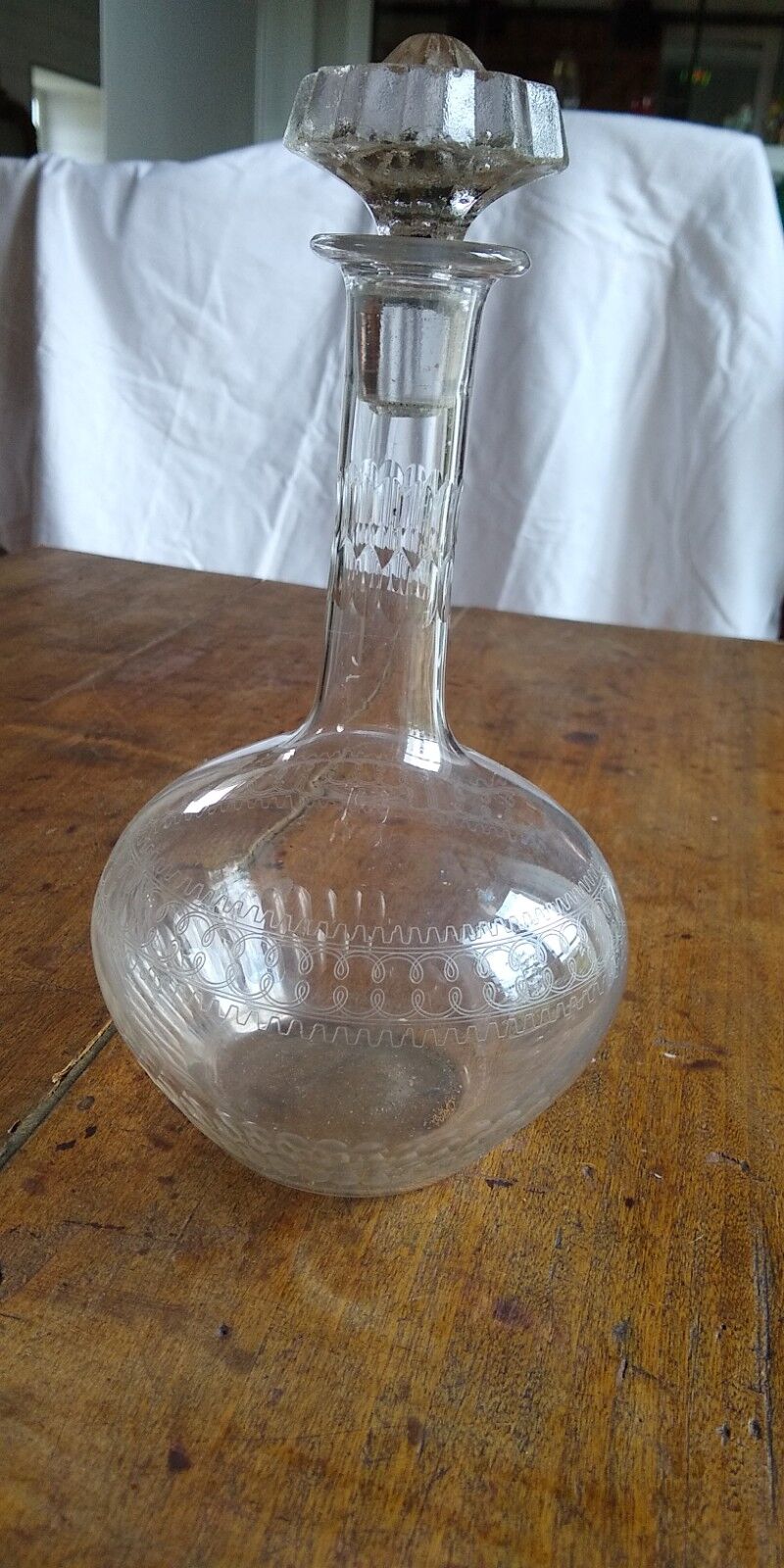 Carved glass decanter late XIX, early XX