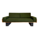 Vintage 3-seater sofa, green, solid wood, 70s/80s design