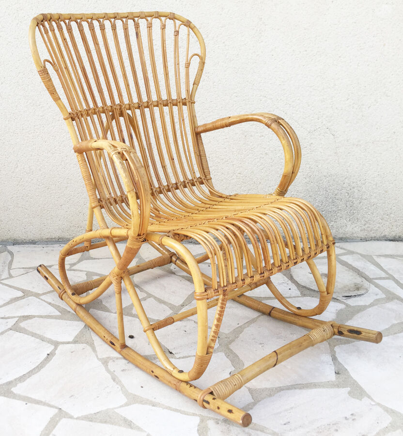 Rockingchair rotin 1960