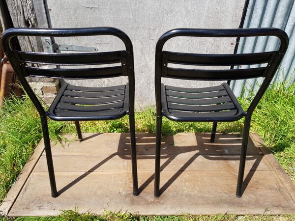 Lot 4 chaises Tolix T2 & table blanche vintage