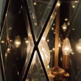 Vintage handmande octagonal glass and brass pendant lantern, Italy