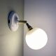 Vintage white opaline globe wall lamp