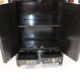 Small storage cabinet or bedside table lacquered black incised and painted