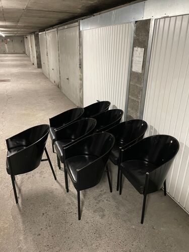 Lot de 8 fauteuils Costes de Starck pour Aleph noirs