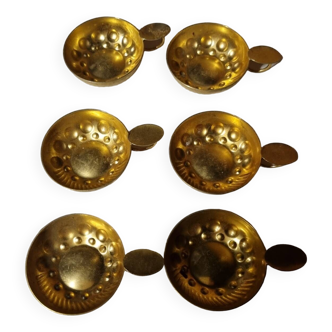 Set of 6 old wine tasters mini wine taster cups in gold metal