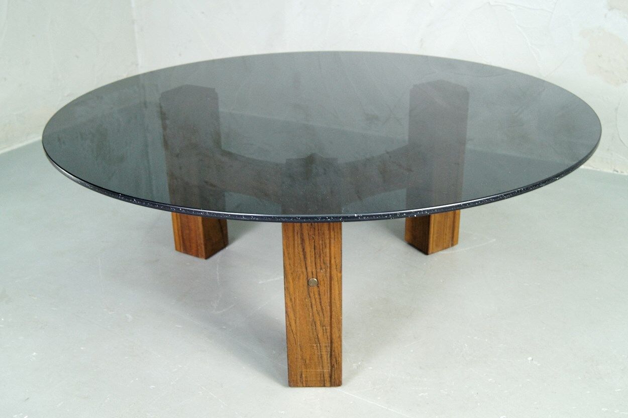 Table basse italienne moderne de bois de rose années 60
