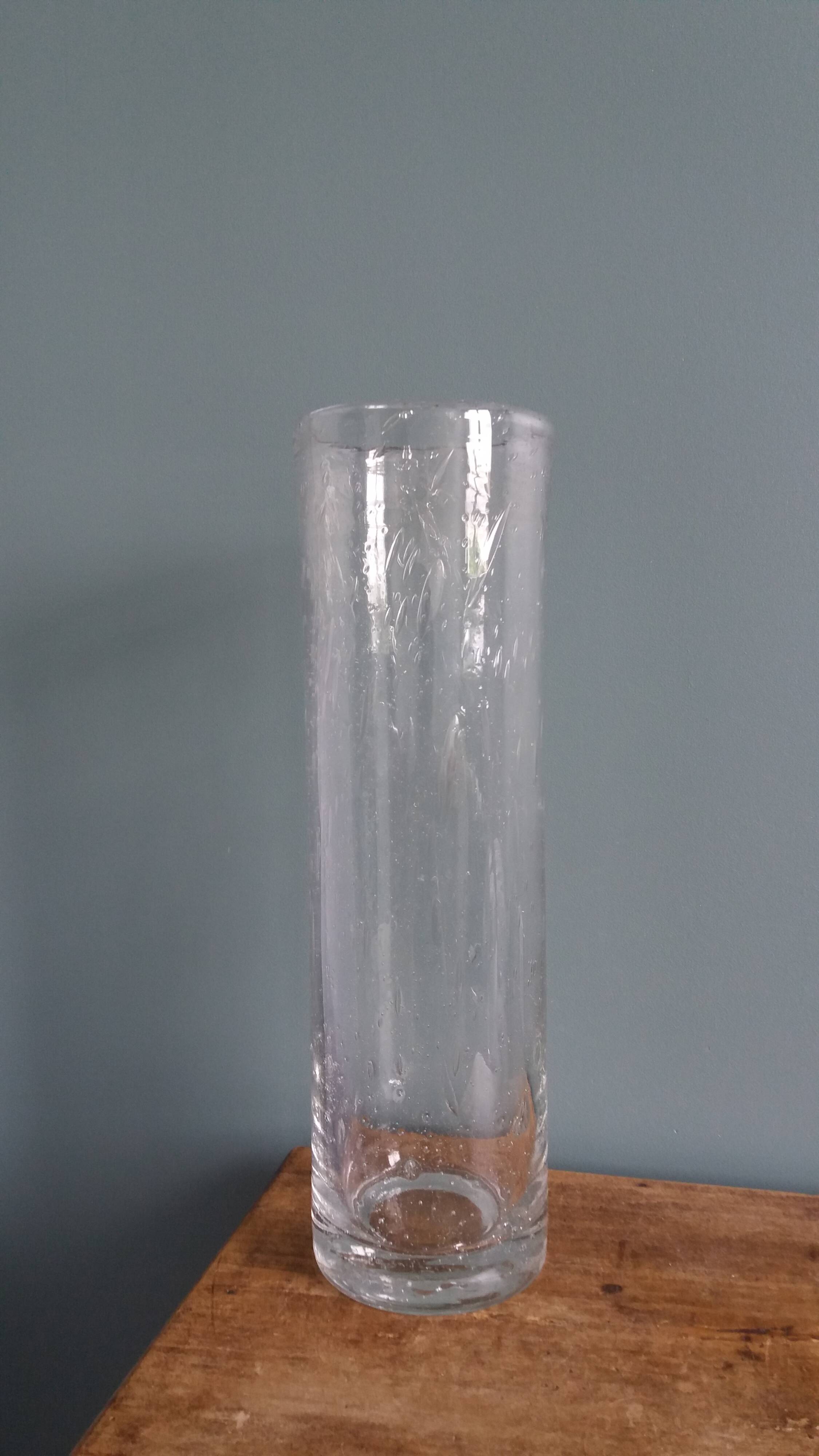 Bubble glass cylinder vase
