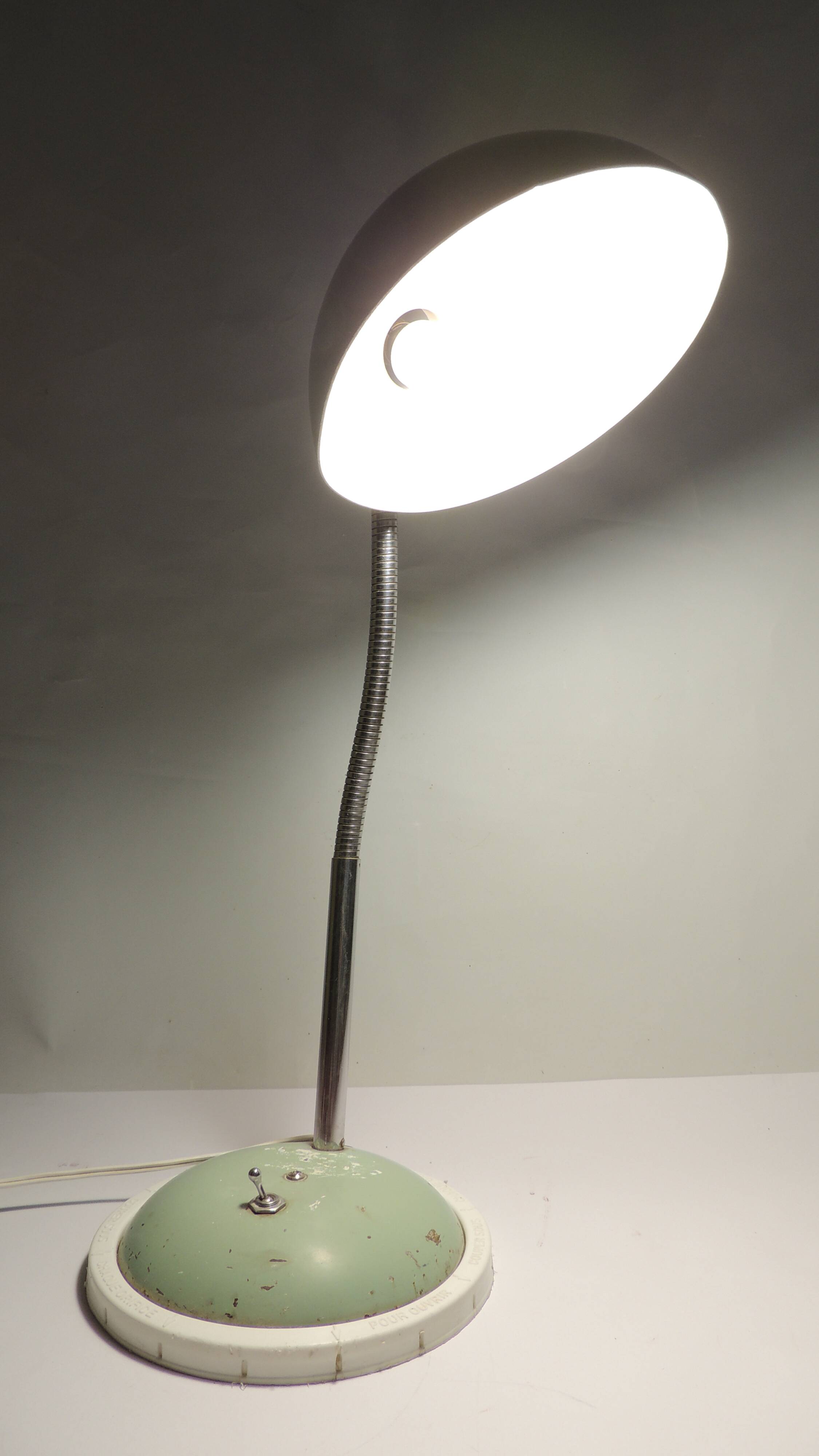 Lampe de bureau orientable en métal vert d’eau, années 50