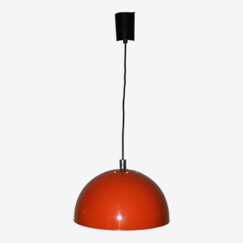 Vintage orange lacquered metal chandelier, 1970