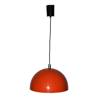 Vintage orange lacquered metal chandelier, 1970