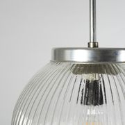 Ribbed clear glass pendant lamp, Czechoslovakia, 1970s