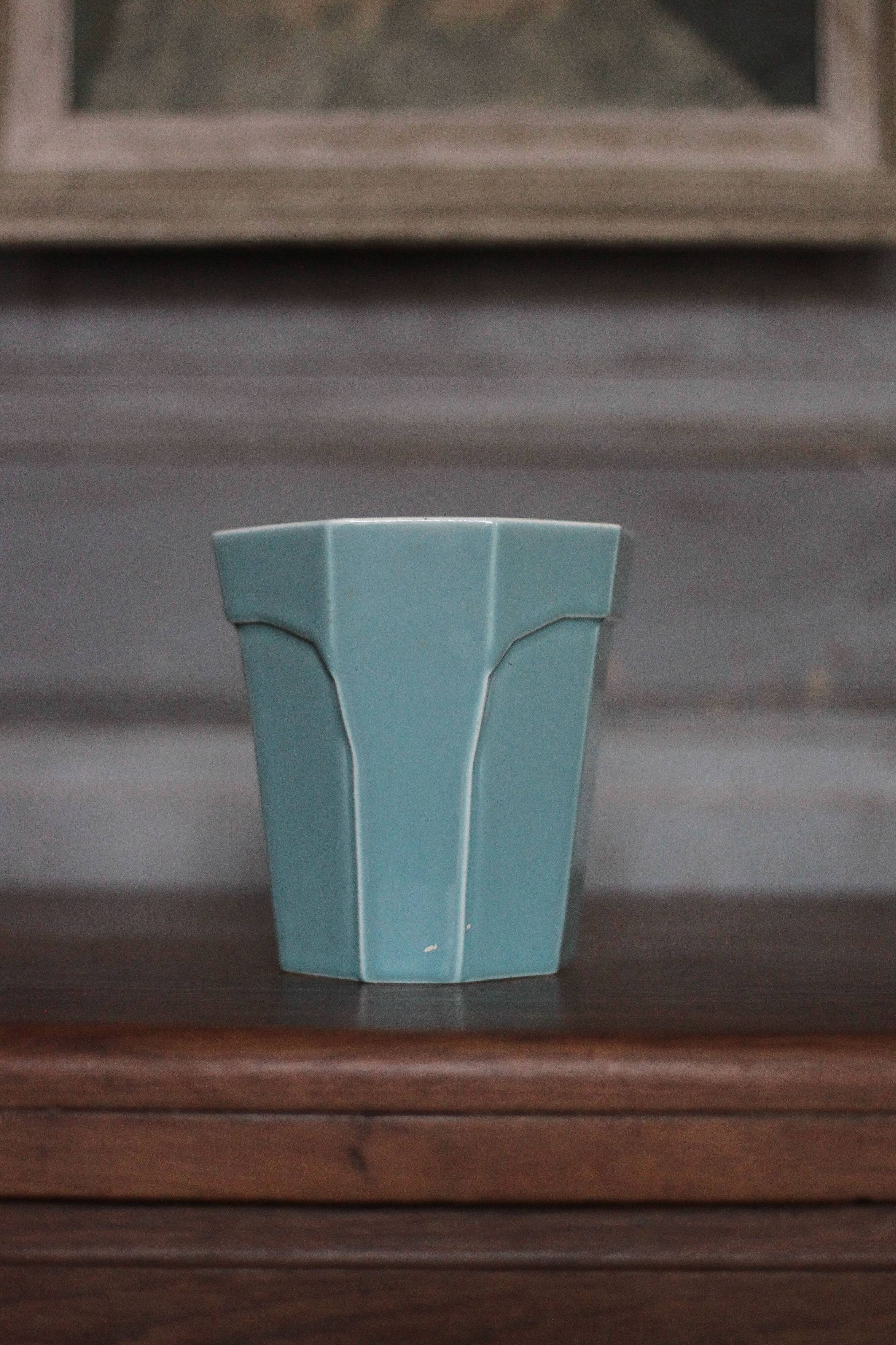 art deco porcelain pot, wall planter, plant pot, cache pot