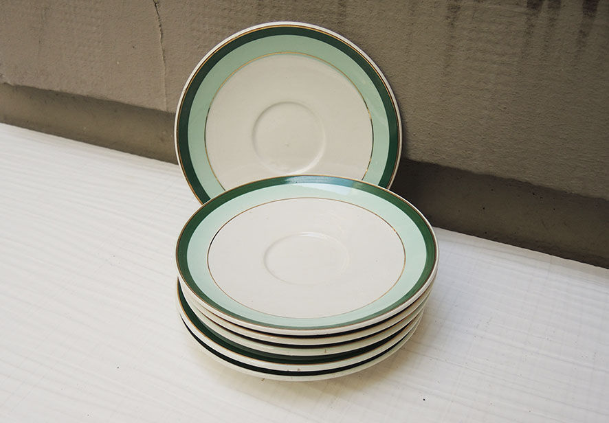 5 old cups & saucers in ceramic KG Lunéville