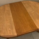 Table scandinave ronde vintage à pied central étoile extensible Baumann