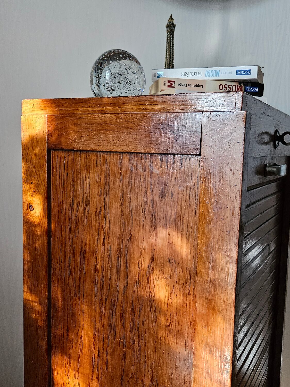 Meuble rideau chêne vintage