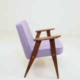Vintage armchair in lavender wool and oak.