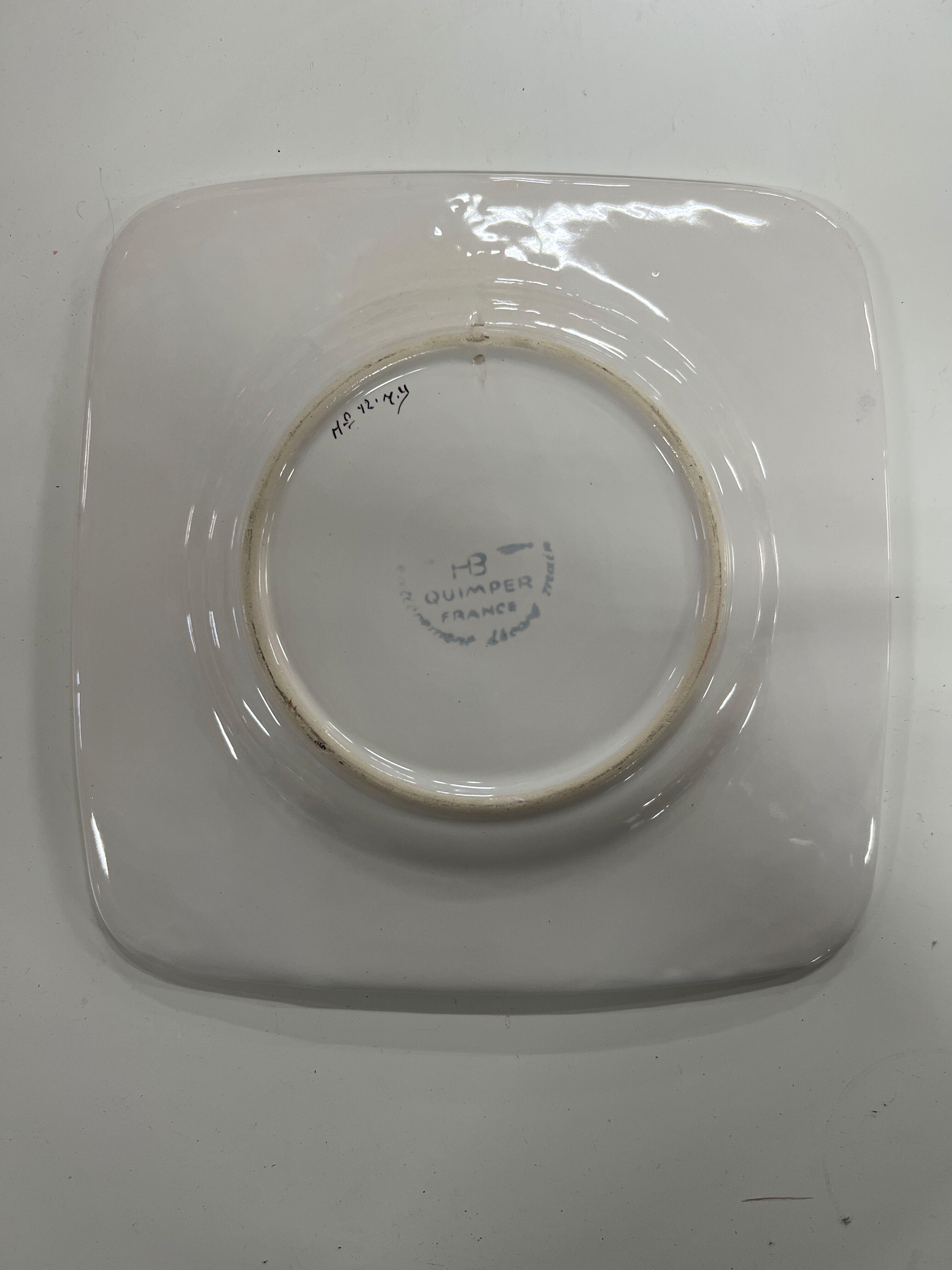 Square plate in Quimper earthenware