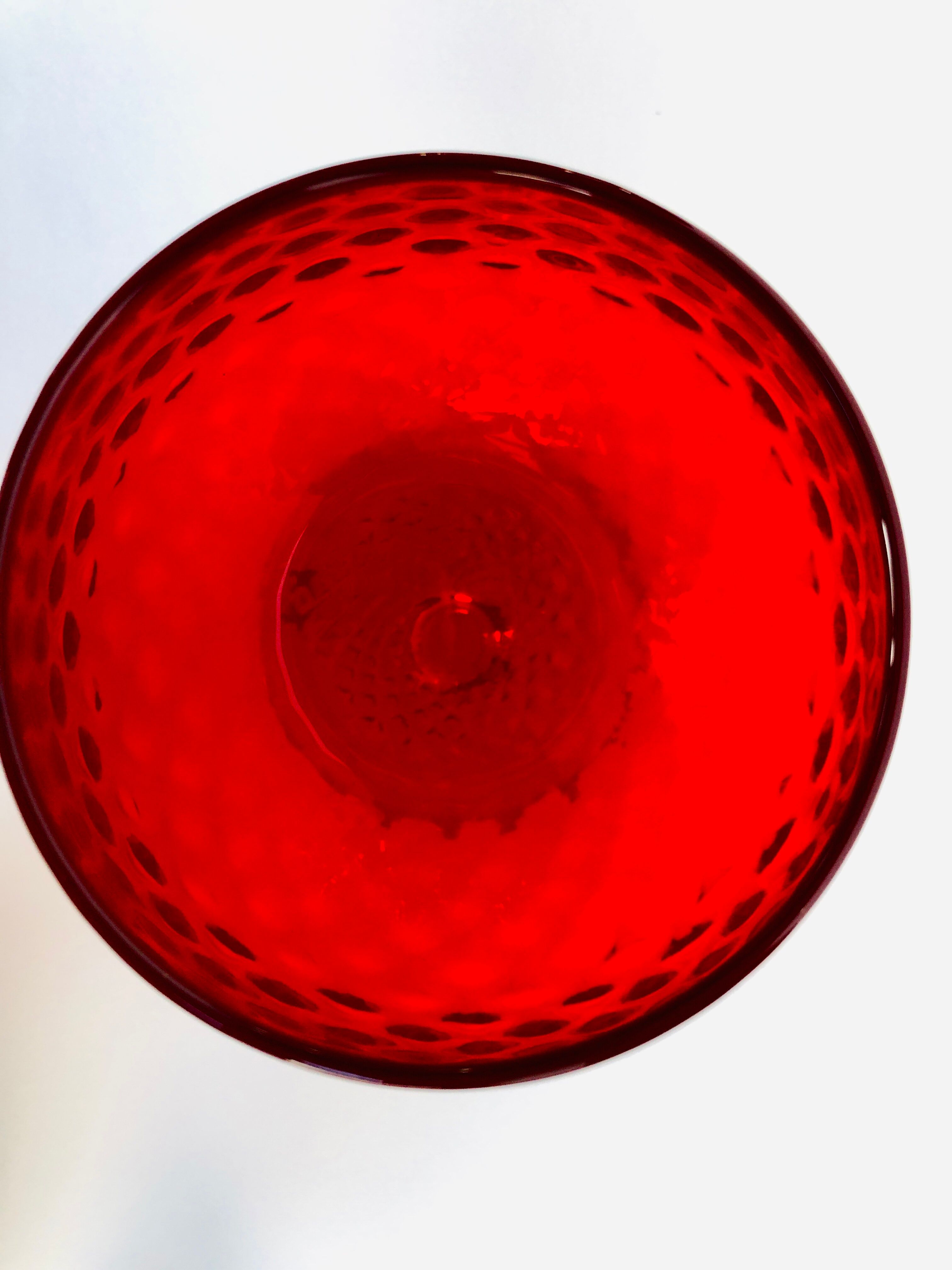 Red textured glass vase from the 60s-70s, Italy, Empoli