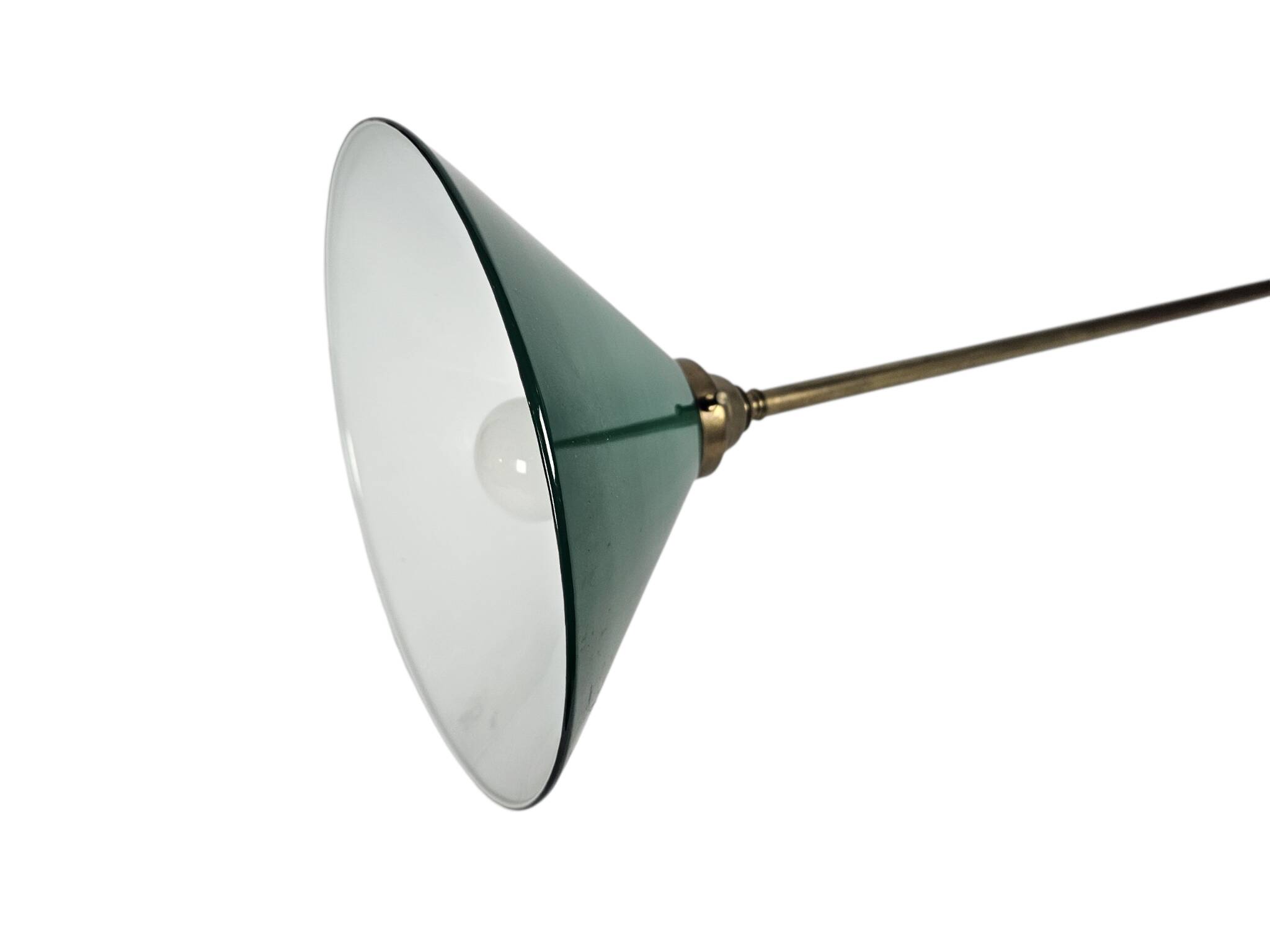 Vintage pendant lamp – billiard lamp – opaline glass – brass – 1960s