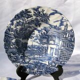 3 Assiettes creuses en Faïence Anglaise Myott "The Hunter" bleu