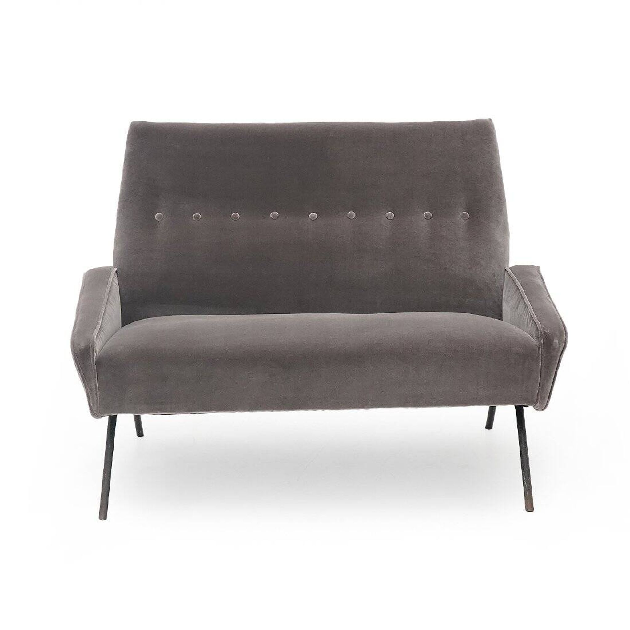 Two-seater velvet sofa by Felice Rossi, 1950s.