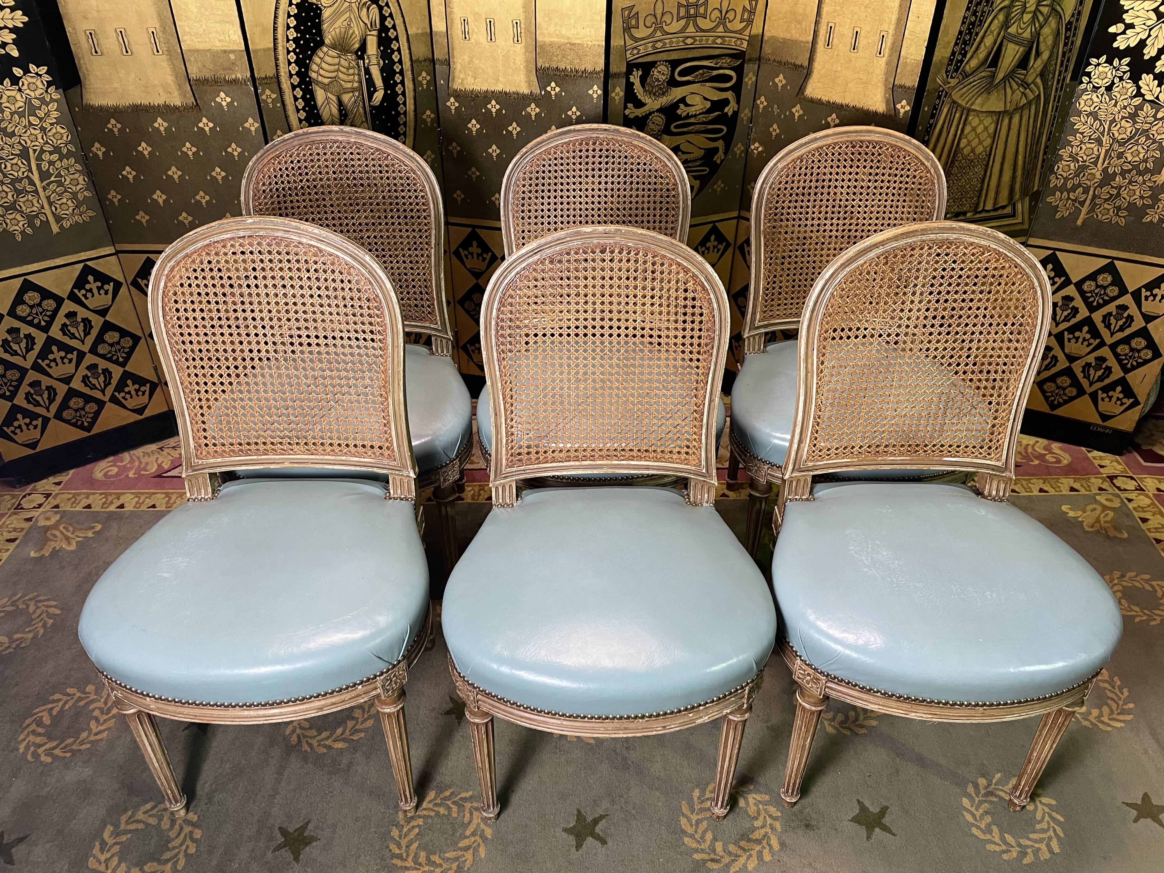 Suite of 6 Louis XVI style chairs signed Gouffé Paris