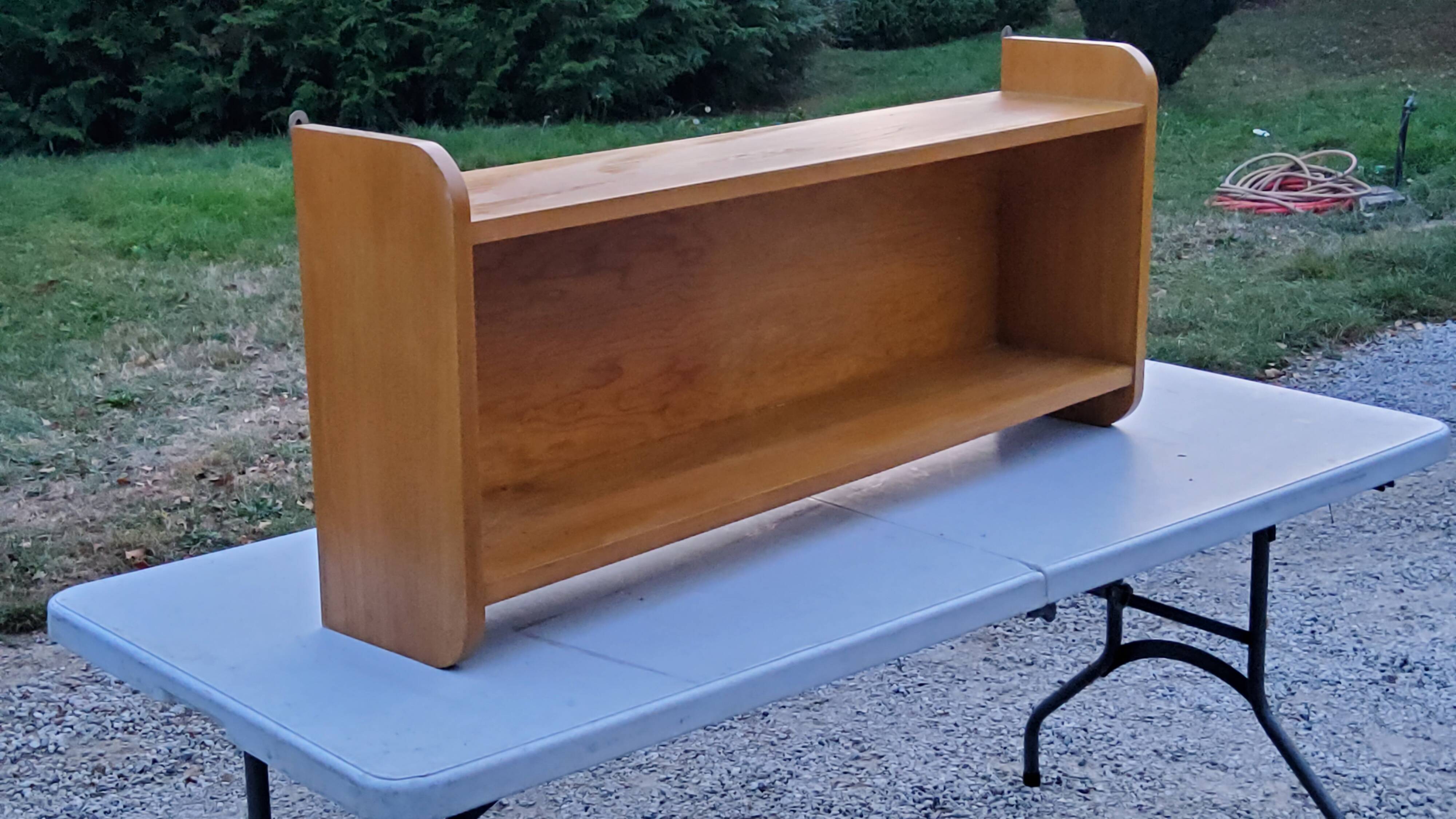 Double wall shelf in solid blond oak from the 1950s