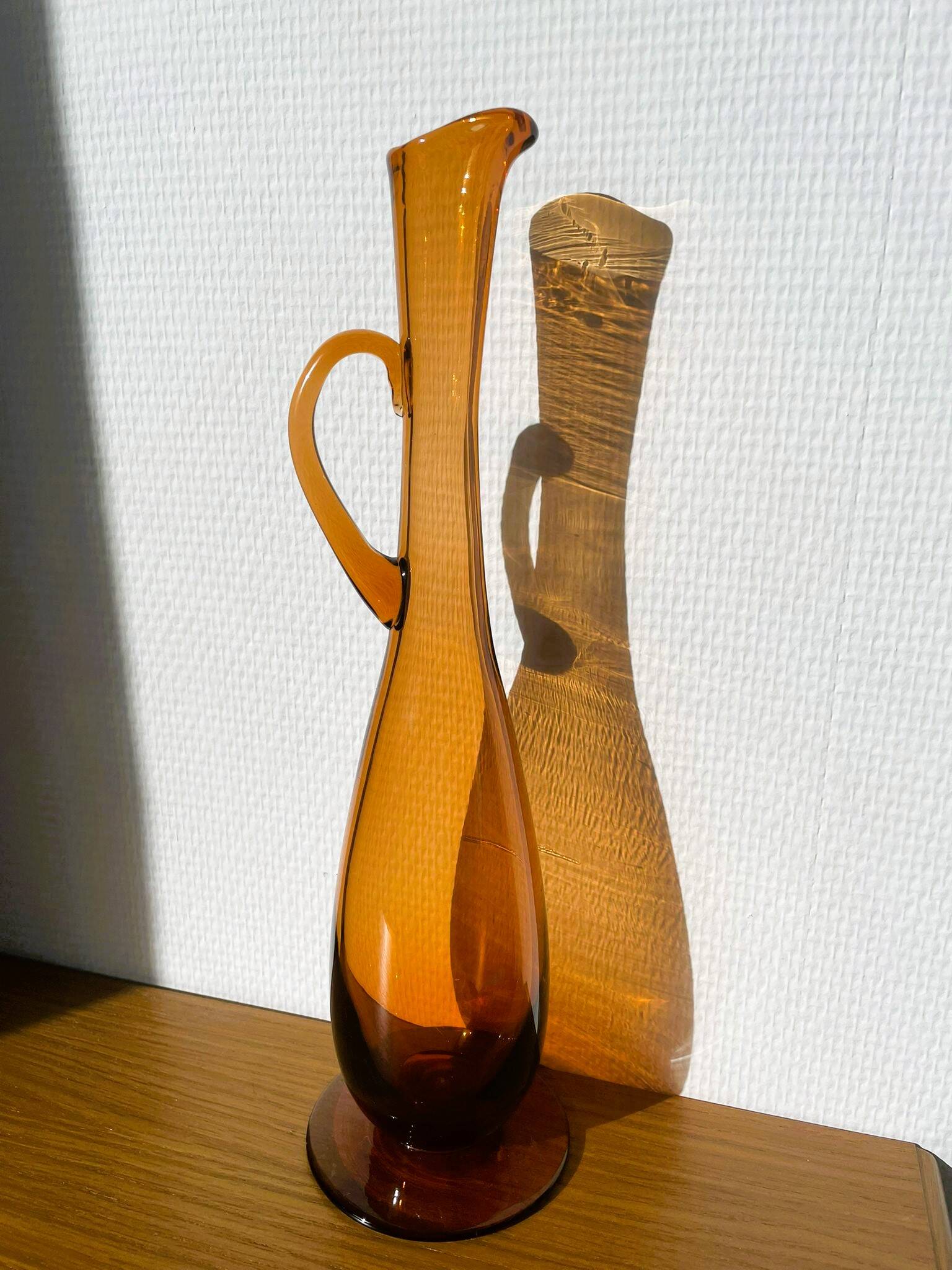 Amber ewer / carafe from Portieux crystal factory