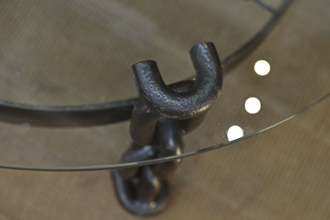 Round coffee table steel chain links 1970