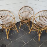 3 rattan armchairs from the 70s