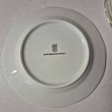 Set of 7 fine porcelain dessert plates with gilding, SFP, French company