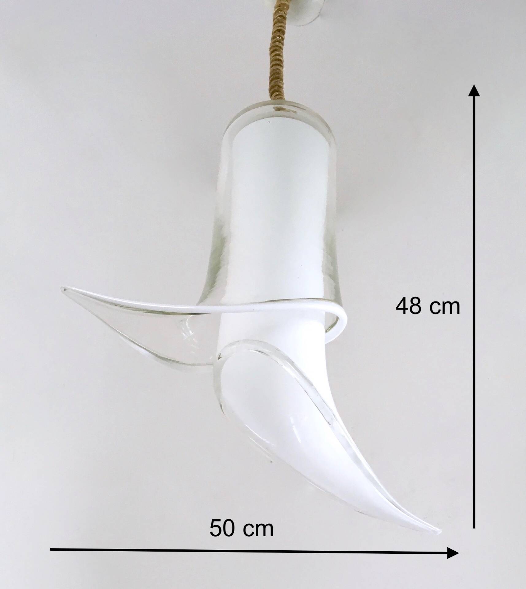 White Murano Glass Pendant Ascribable to Mazzega, Italy