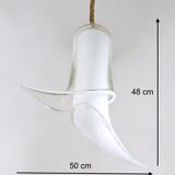 White Murano Glass Pendant Ascribable to Mazzega, Italy