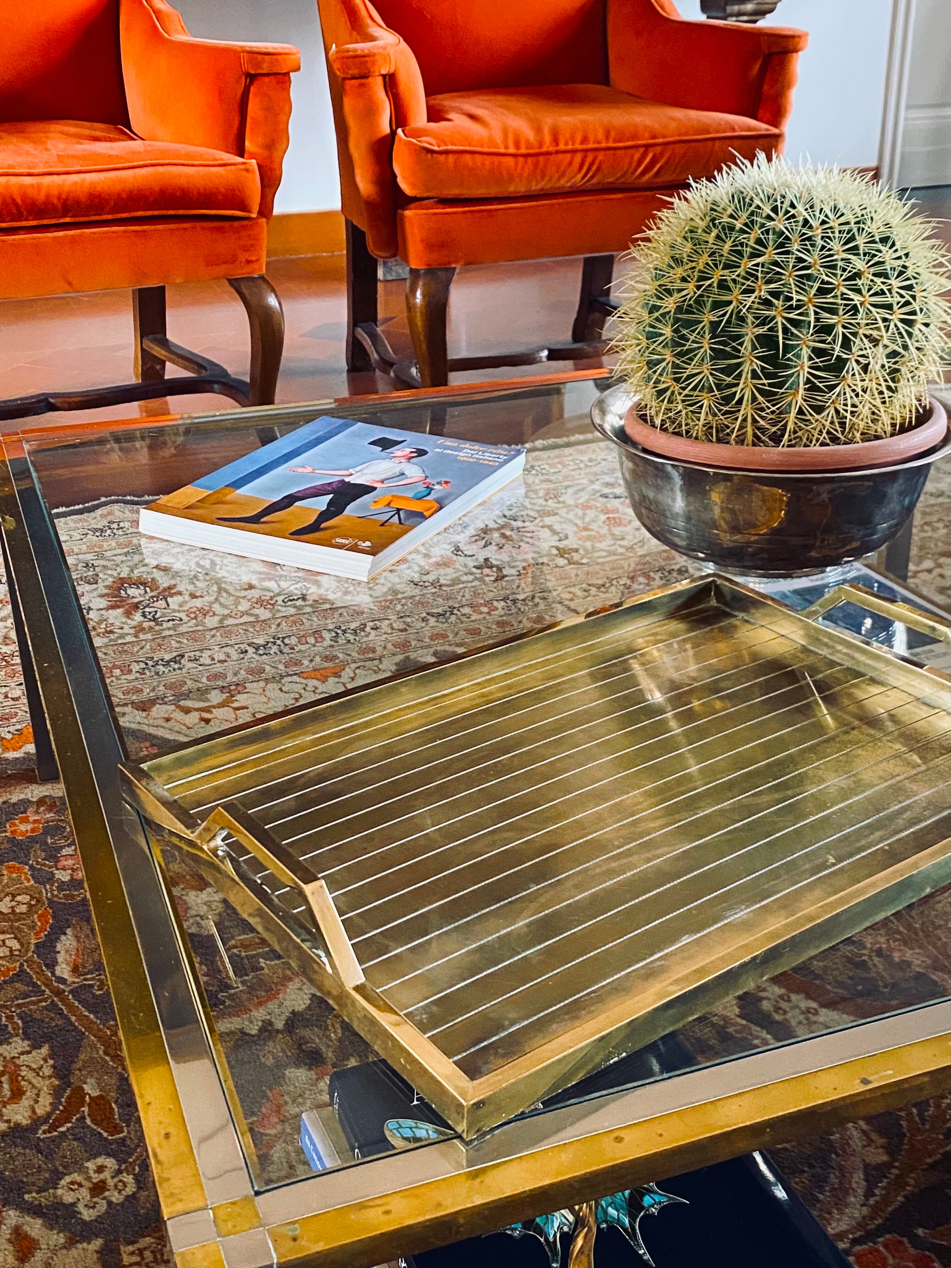 Hollywood regency brass tray, Italy 1970s