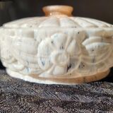 Art Deco Pink Opaline Glass Suspension Lamp Shade Rose Detail