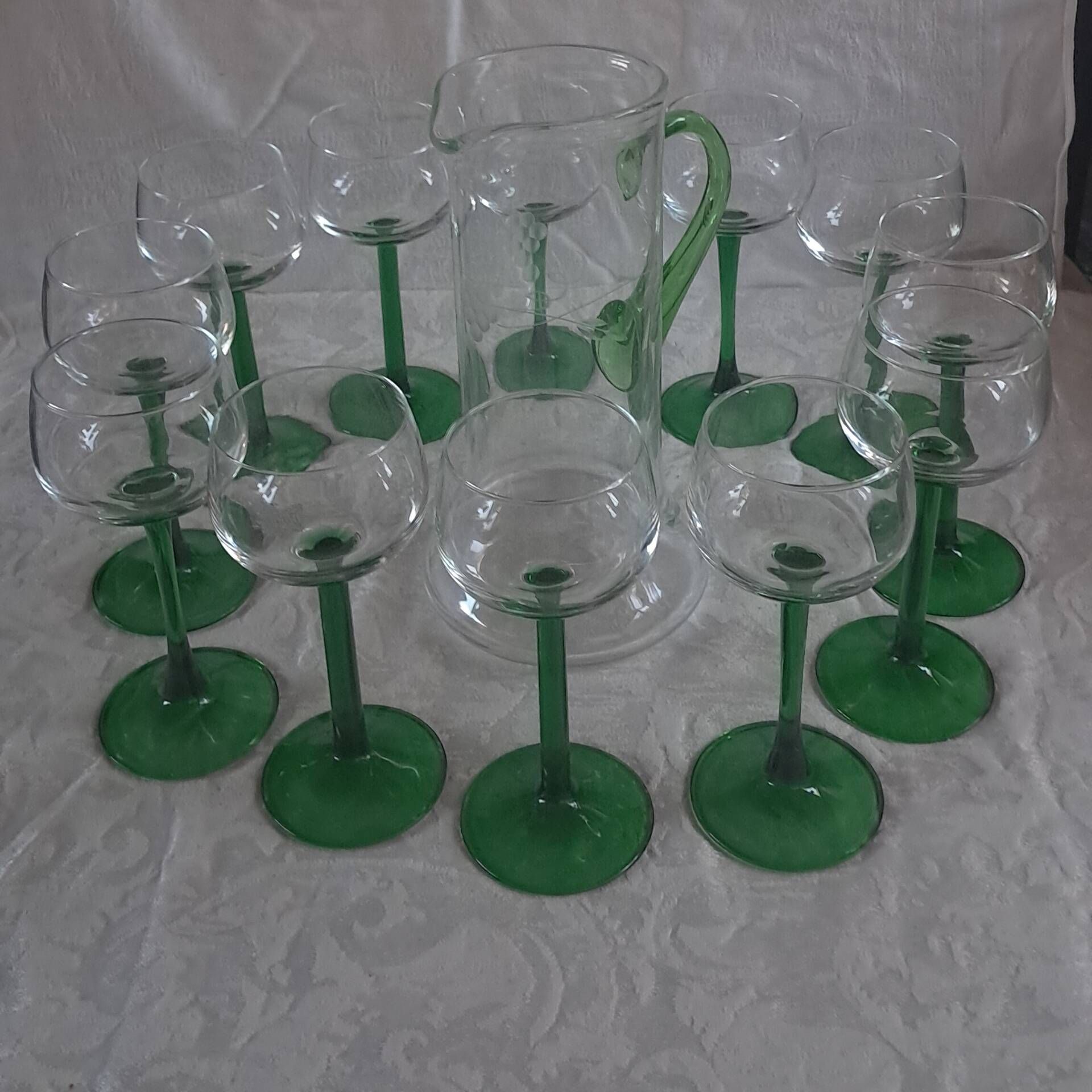 Carafe et 12 verres Service vin d'Alsace