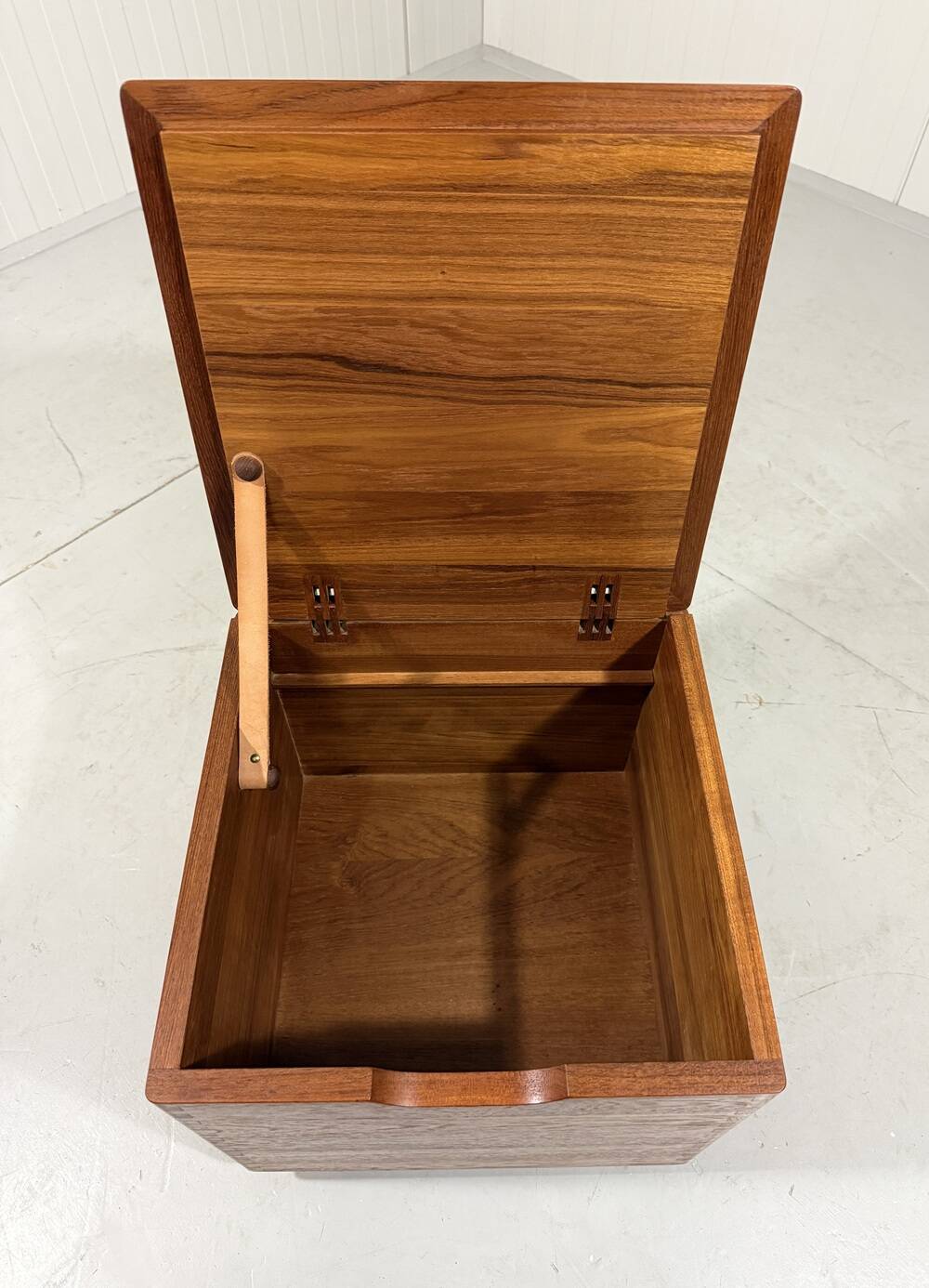 Salin Nyborg teak storage box side table on wheels, Denmark 1960’s