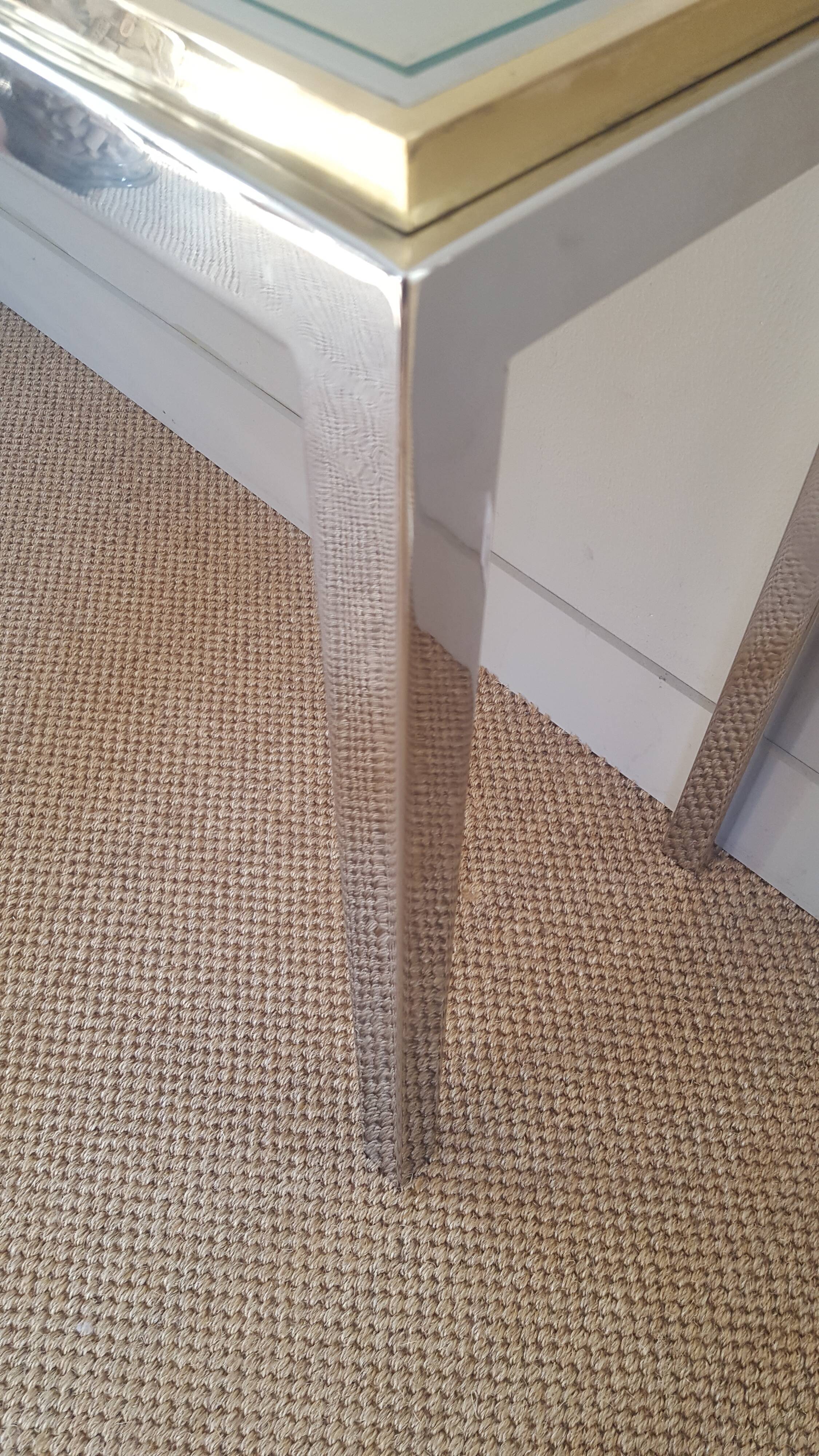 Brass and stainless steel glass console