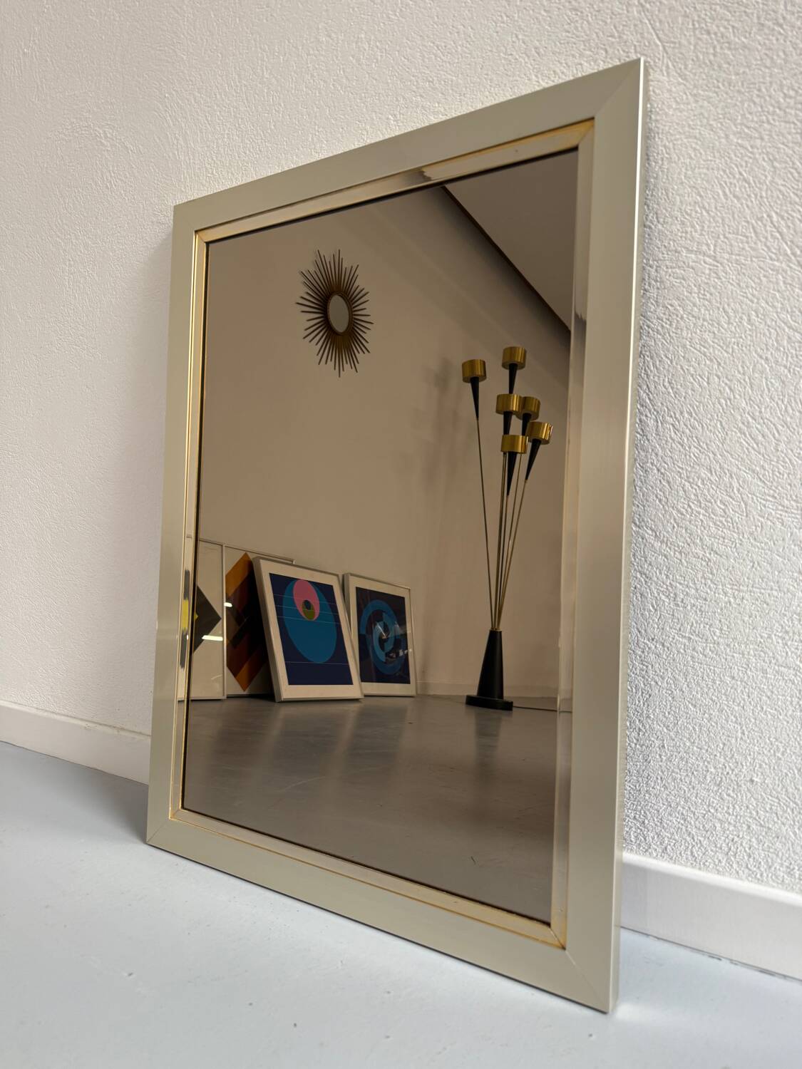 Old Belgo Chrome mirror bronze glass design from the 70s vintage