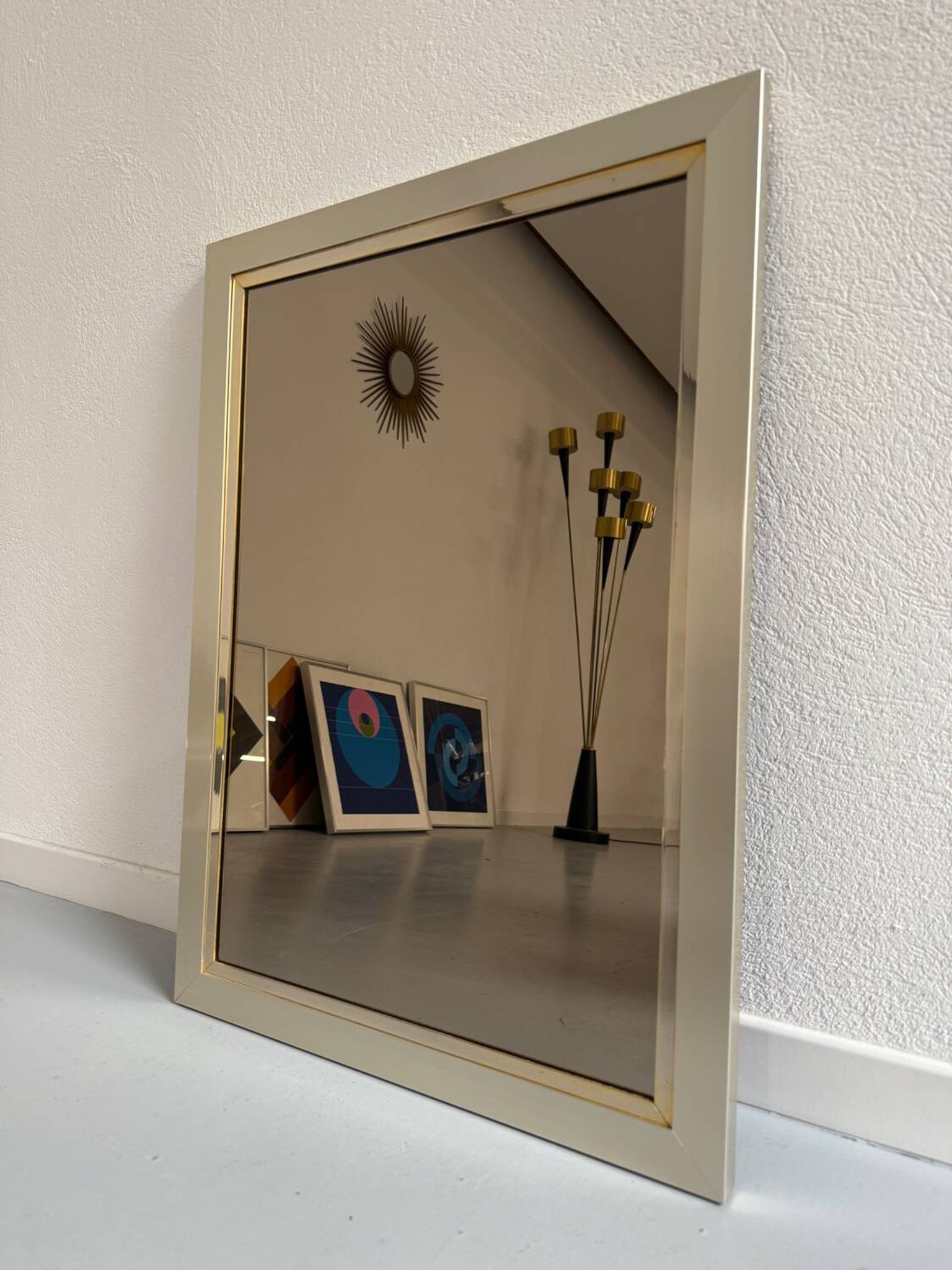 Old Belgo Chrome mirror bronze glass design from the 70s vintage