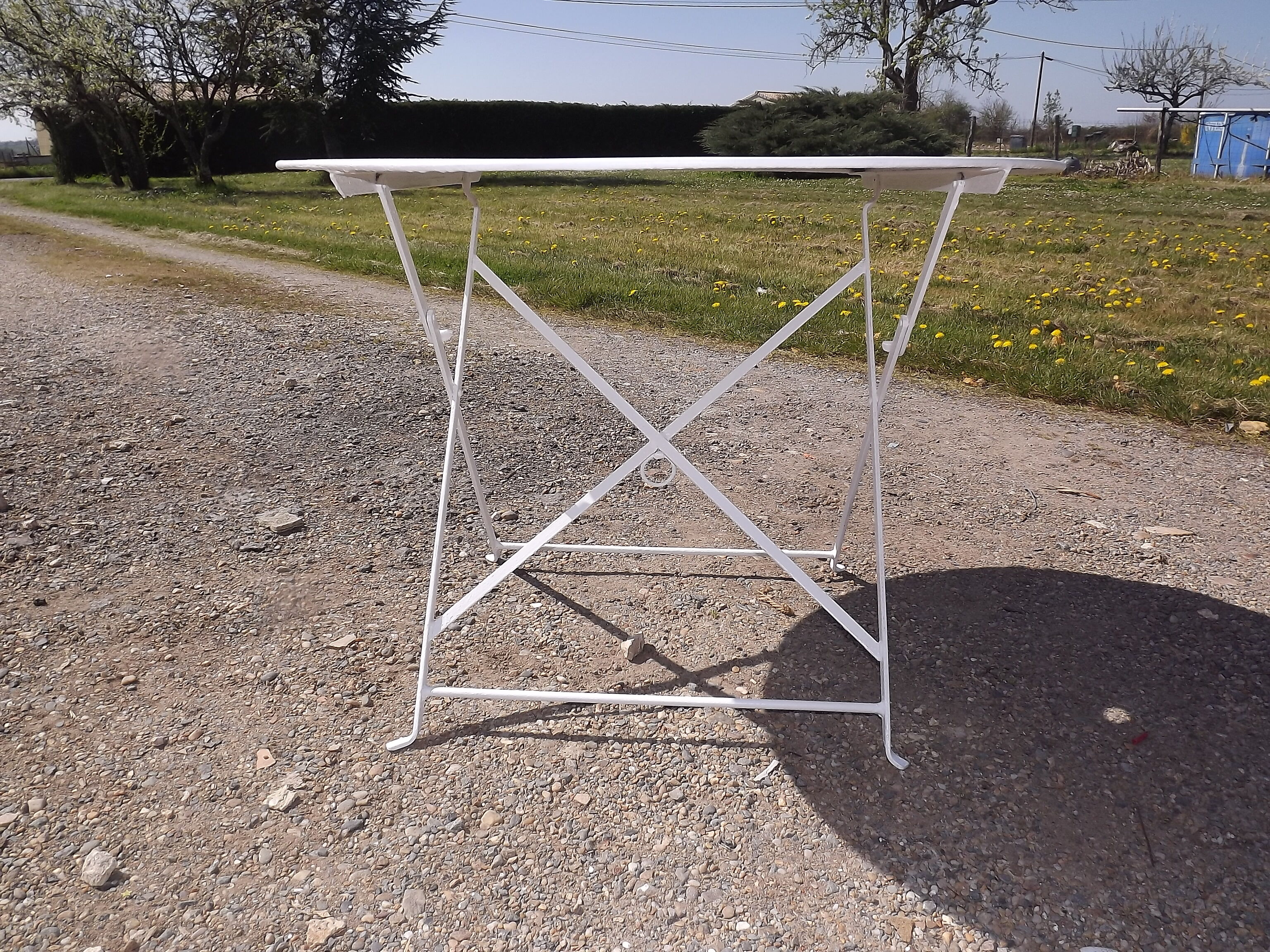 Folding iron garden table