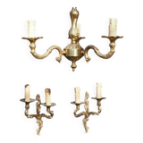 French Vintage Louis XV Style Bronze Candlestick & Sconce Set