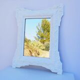 Miroir blanc en bois peint en blanc peinture craie