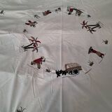 Round embroidered tablecloth