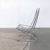 Vintage German Kreuzschwinger lounge chair by Till Behrens for Meyer Stahlmöbel, 1980s.