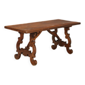 Old refectory table in stained walnut oak, Italy, 20th century