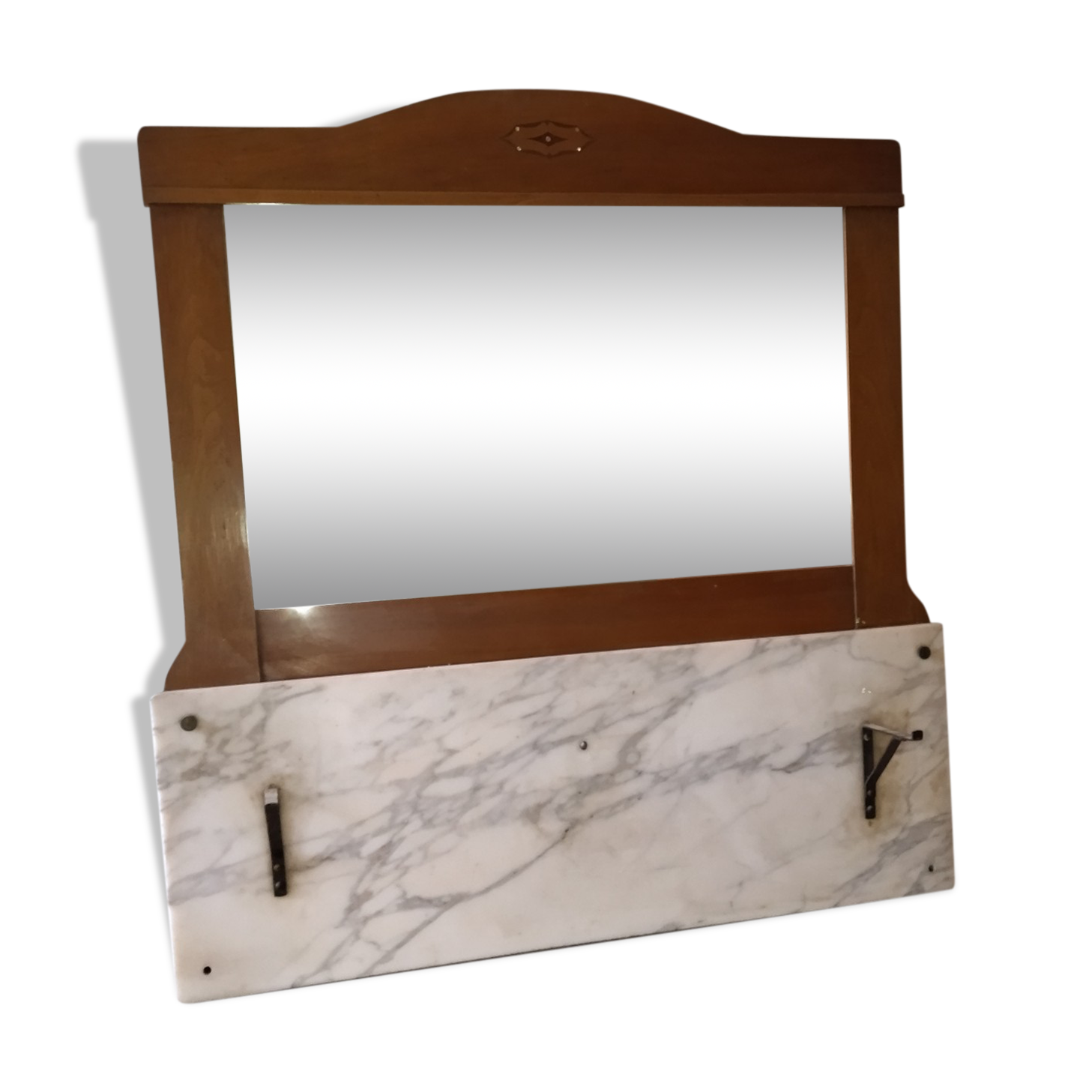 Trumeau mirror art-deco marquetry marble wood