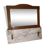 Trumeau mirror art-deco marquetry marble wood