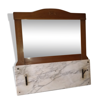 Trumeau mirror art-deco marquetry marble wood